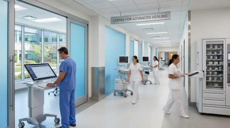 Modern medical facility representing the healthcare division